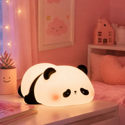 Cute Sleeping Panda Silicone LED Night Light | Rechargeable Touch Lamp for Kids & Bedroom