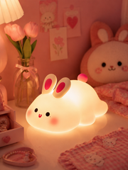 Kawaii Bunny Silicone LED Night Light – Soft Touch Rechargeable Bedside Lamp