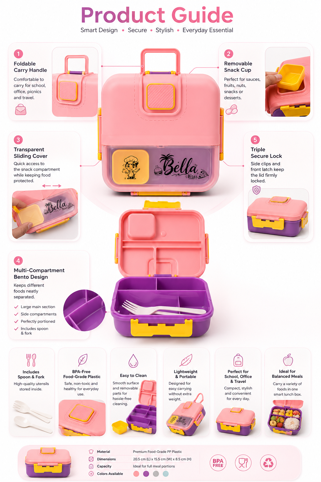 Bella Bites Portable Bento Lunch Box