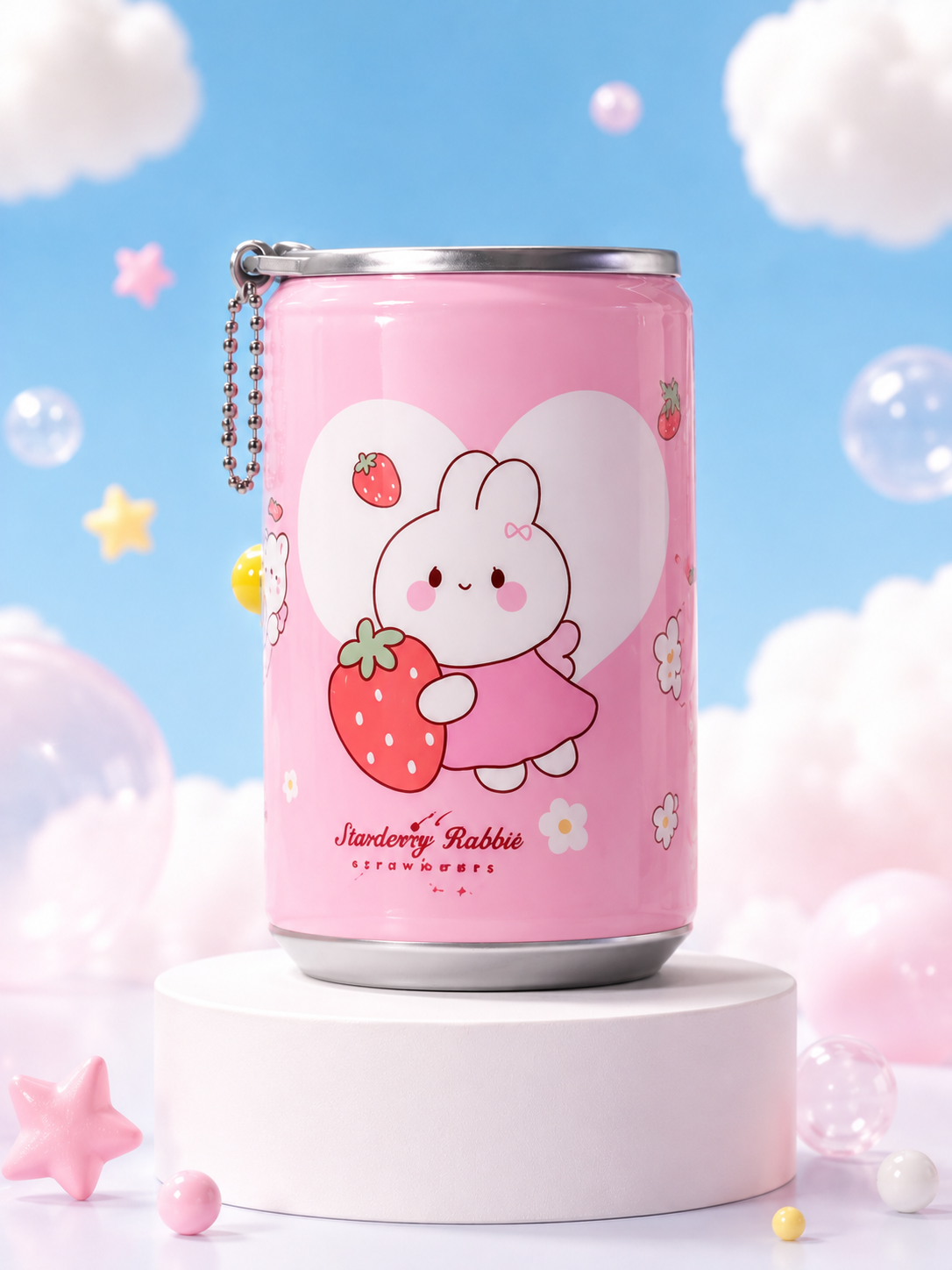 Zulipop Kawaii Mini Wet Wipes Keychain Can – Set of 3 (Cream Panda, Pink Bunny & Blue Bunny)