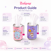 Zulipop Kawaii Mini Wet Wipes Keychain Can – Set of 3 (Cream Panda, Pink Bunny & Blue Bunny)