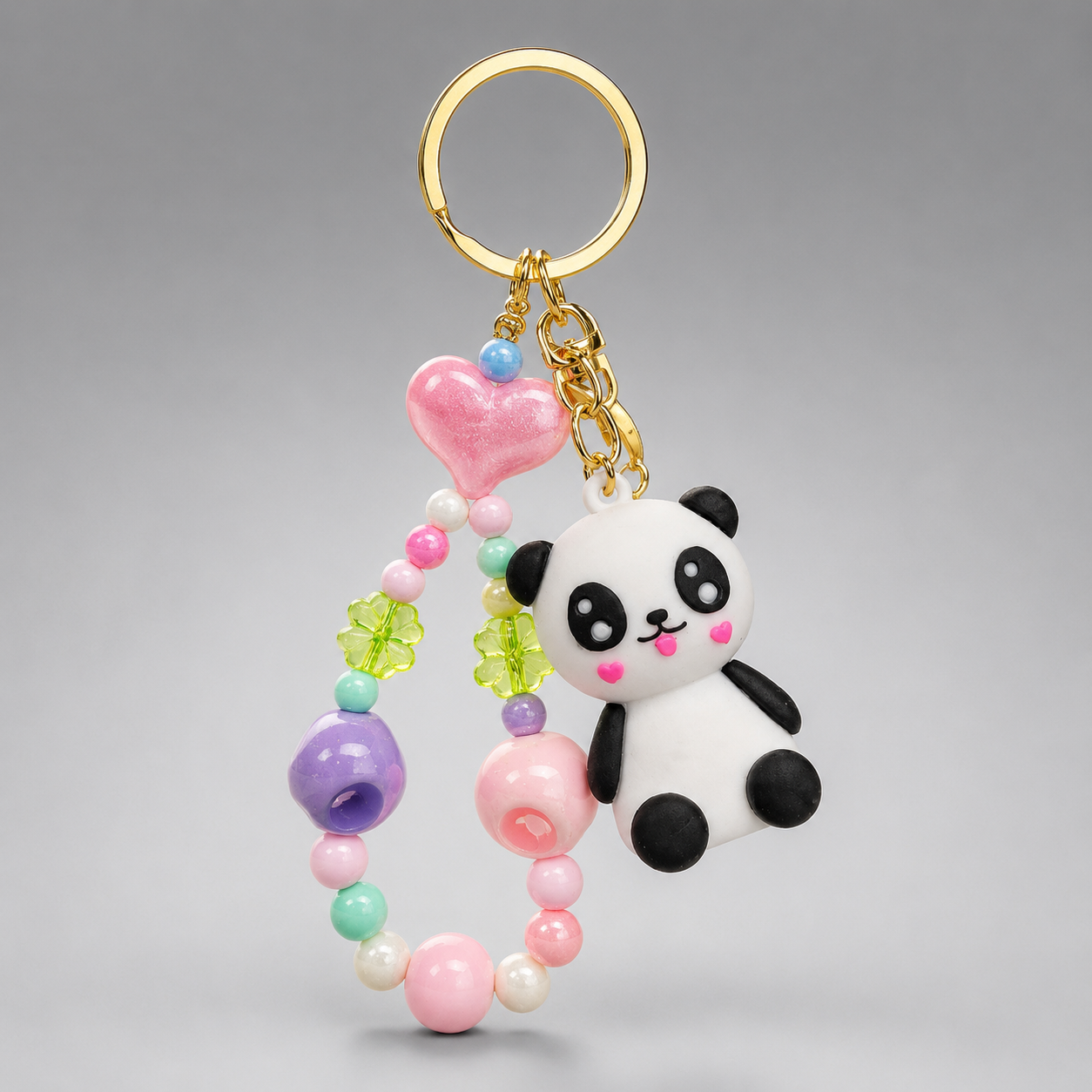 Cute Kawaii Beaded Keychain Charm Collection | Panda, Unicorn, Smiley & Kitty Designs
