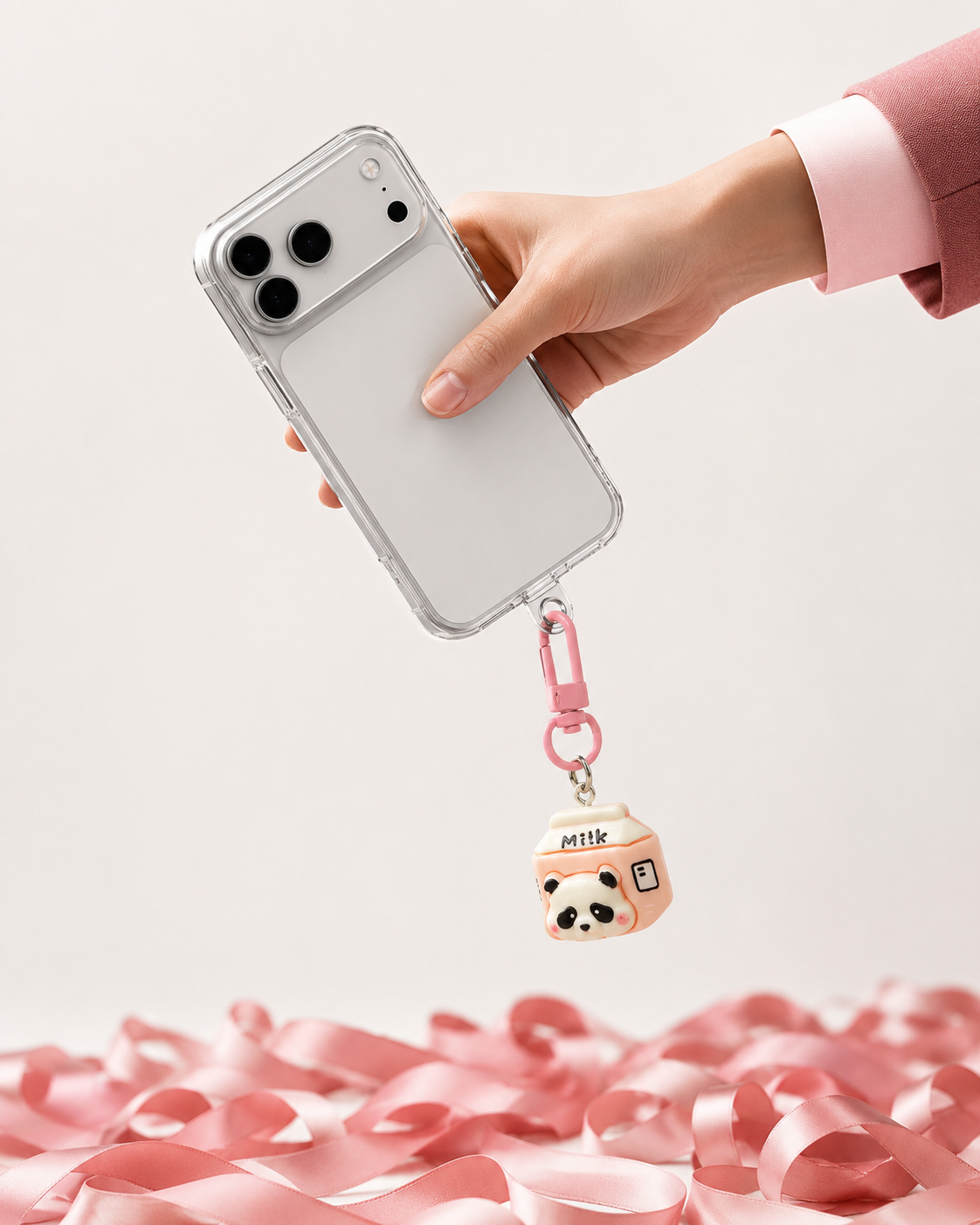 Cute Panda Milk Carton Phone Charm – Kawaii Phone Keychain for Smartphones, Bags & Keys