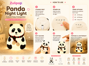 Cute Panda Silicone LED Night Lamp – Rechargeable Touch Sensor RGB Bedside Lamp