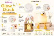 Cute Duck Silicone LED Night Light – USB Rechargeable Soft Touch Lamp with Timer