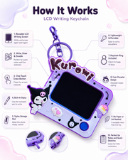 Cute LCD Writing Keychain – Reusable Mini Doodle Pad