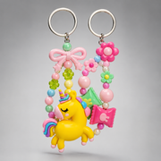 Cute Kawaii Beaded Keychain Charm Collection | Panda, Unicorn, Smiley & Kitty Designs