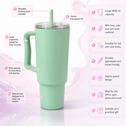 Toony 1200ml Pastel Tumbler with Handle & Straw | BPA-Free Reusable Travel Mug