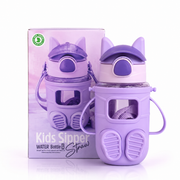 Cute Cat Kids Sipper Water Bottle with Strap – 450 ml